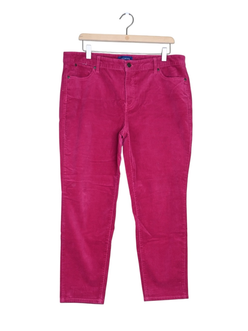 Talbots Women's 14 Petite Slim Ankle Corduroy Jean in Magenta Pink